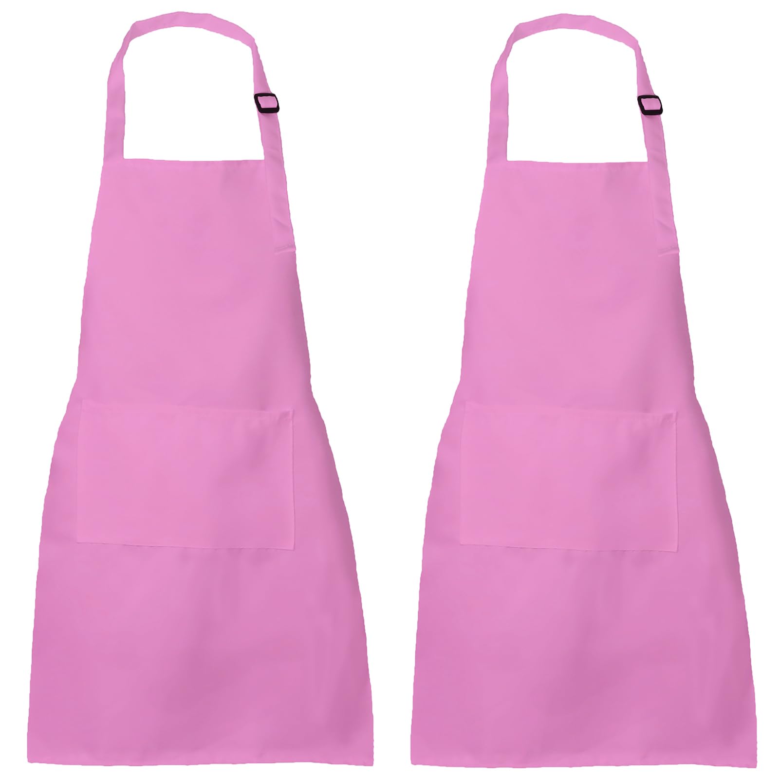 XIEJINJIA 2 Pack Kids Waterproof Apron with Pockets Adjustable Children Chef Artists Child Cooking Baking Painting for Boys and Girls Pink