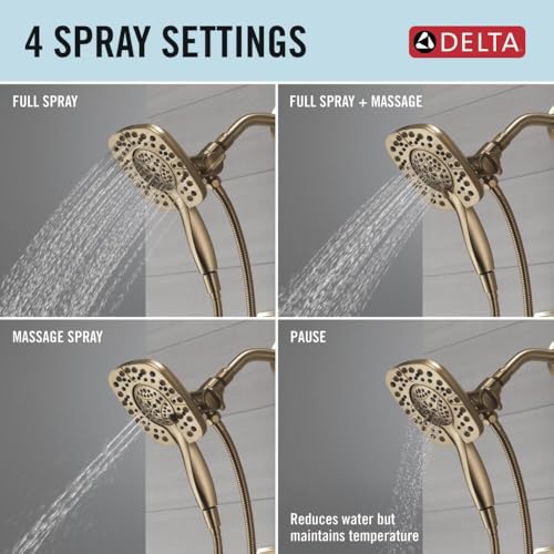 Image of Delta Ashlyn 17 Series Dual-Function Shower Faucet Set with In2ition 2-in-1 Dual Shower Head with Handheld Spray, Gold 2-Handle Valve Trim Kit, Champagne Bronze T17264-I-CZ (Valve Not Included)