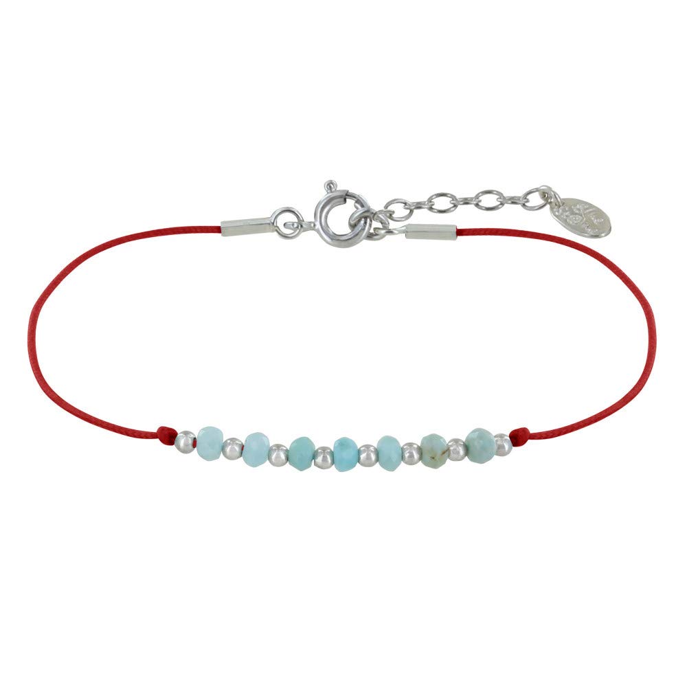 LES POULETTES BIJOUXBracelet Link Seven Larimar Faceted Beads and Silver Beads