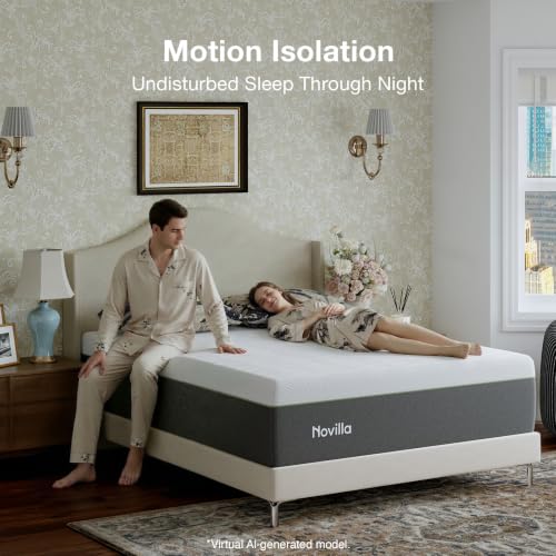 Image of Novilla Bliss Green Tea Memory Foam Twin Mattress, Twin Mattress 10 Inch for Refreshing Sleep with Cool-Touch Nylon Cover, Zone Support & Pain Relief with CertiPUR-US Certified Foams