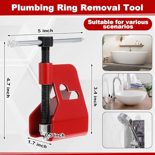 Image of 4 Pcs Angle Stop Wrench Kit Plumbing Tool, Olive Ring Removal Tool with Diameter of 1 /2 inch, 3 /4 inch, Compression Sleeve Puller for 1 /2 inch Compression Fitting, Install Angle Stop Nut(Ferrule,Grey)