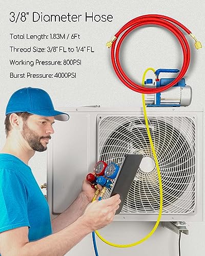 Manguera de refrigerante 3/8" FL a 1/4" FL vacía certificada 6 pies miniatura 2