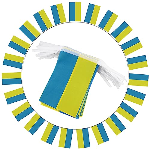 Image of Ukraine String Flag Pennant Banner - 38 Flags, 42 Feet Small Mini Ukrainian Flags Bunting Banner for Country Decoration, School, Party, Sports Events