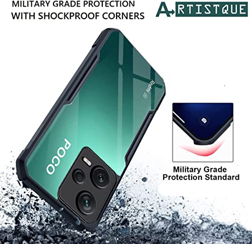 Image of A rtistque Clear Hard Transparent Acrylic Armor Anti-Drop Shockproof TPU Edge Back Cover Case for Poco X5 5G - Black