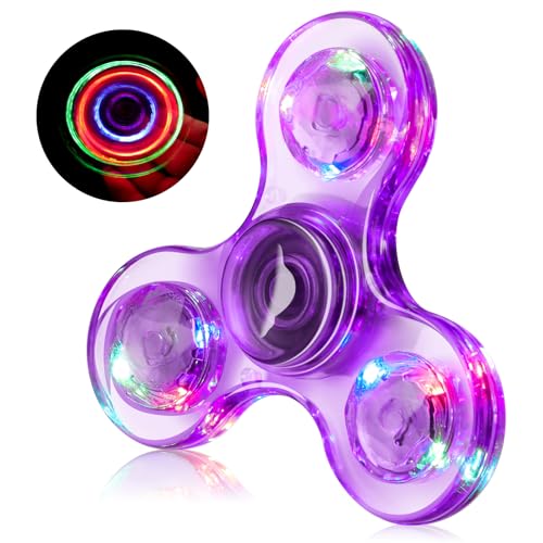 WELLVO 1Pcs LED Fidget Spinner for Kids Adults, Light up Sensory Fidget Toys for Kids 4-8 8-12 Anxiety Stress Relief, Classroom Prizes Glow in The...