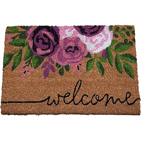 Natural Coir Welcome Mat with Printed Design Cover