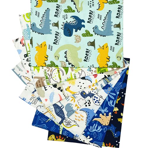 Dinosaur Quilt Fat Quarters Fabric Bundles Cotton Cartoon Dino World Fabric for Baby Boy Kids 18