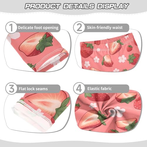 Cute Strawberry Blossom Floral Girls Leggings Ultra Soft Compression Yoga Gym Pants for Kids 4-10T3