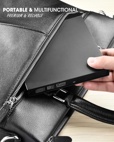Image of ROOFULL 5 in 1 External CD DVD Drive with USB 3.0 Ports and SD Card Slot, USB-C CD Burner DVD Player Reader Writer for Laptop Desktop PC, Windows 11 /10 Laptop, Mac MacBook, Linux