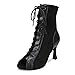 YYTing Women Suede Ballroom Dance Boots Latin Salsa Dress Shoes Practice Footwear 3.5inch Heels YT229(11, Black)