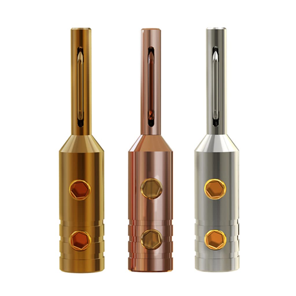 Fiches Banane à vis pour Haut-Parleur, connecteur plaqué Or/Rhodium pour Fil de Haut-Parleur de 5mm, Facile à Installer, Accessoires de Voiture, 4 pièces