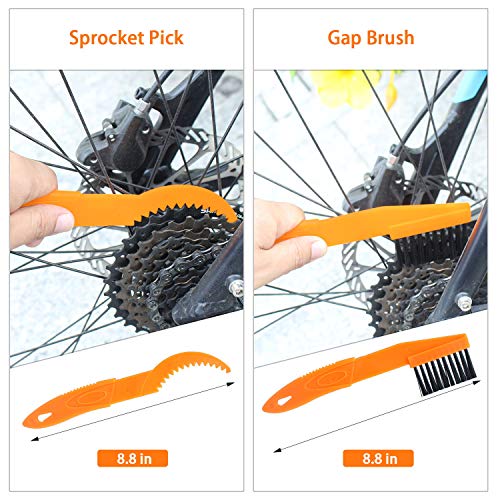 10 Pieces Precision Bicycle Cleaning Brush Tool Including Bike Chain Scrubber and 2 Tire Brushes Suitable for MTB, Road, City, Hybrid,BMX and Folding Bike - Thumbnail 6