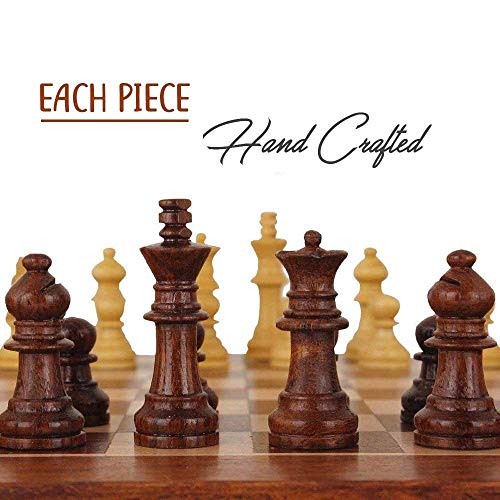 Image of Adult 12 Inch Magnetic Wooden Chess Board Made With Indian Rosewood With Chess Set Cup Board Style Folding Games (Wooden)