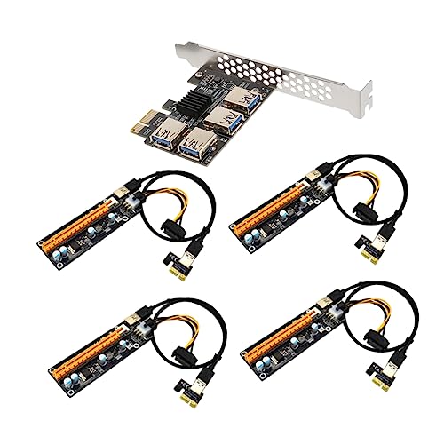 SEWACC Pci-e to USB Expansion Card 1-to-4 Converter High Speed Low Interference Ideal for Mining