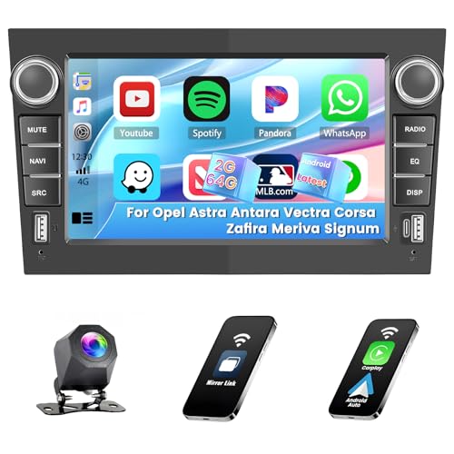 Roinvou 2G+64G Autoradio para Opel Astra Antara Vectra Corsa Zafira Meriva Signum Android 15 Wireless Carplay 7 Pulgadas Pantalla Radio con Android Auto 2USB/Type C GPS WiFi Cámara Trasera FM RDS EQ