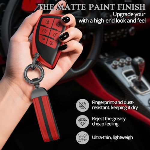 Image of For Chevy /GMC Key Fob Cover Accessories, Matte TPU Material, With a Cute Leather Keychain, for Silverado Sierra Tahoe Suburban Equinox Traverse Yukon Denali Terrain Acadia