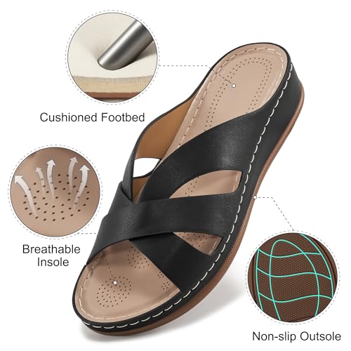 Alicegana Womens Sandals Wedge Shoes: Dressy Summer Low Platform Slides Comfortable Walking Beach Sandals for Women 20253