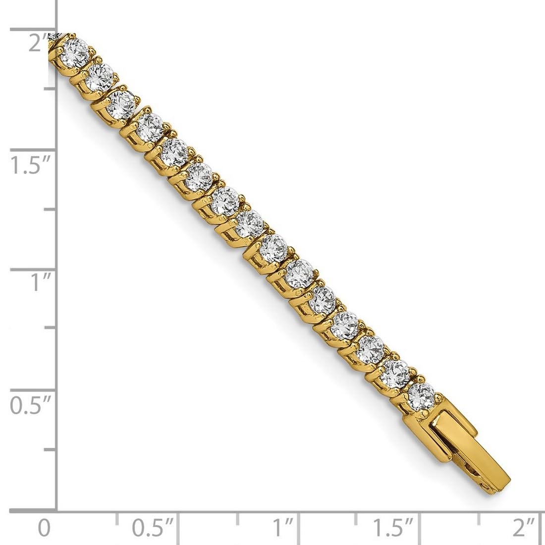 JewelryWeb Bracelet rivière en acier inoxydable plaqué jaune poli avec zircone cubique imitation diamant 19 cm 4 mm de large – Bracelet tennis pour femme, taille unique, Zircone cubique Pierre