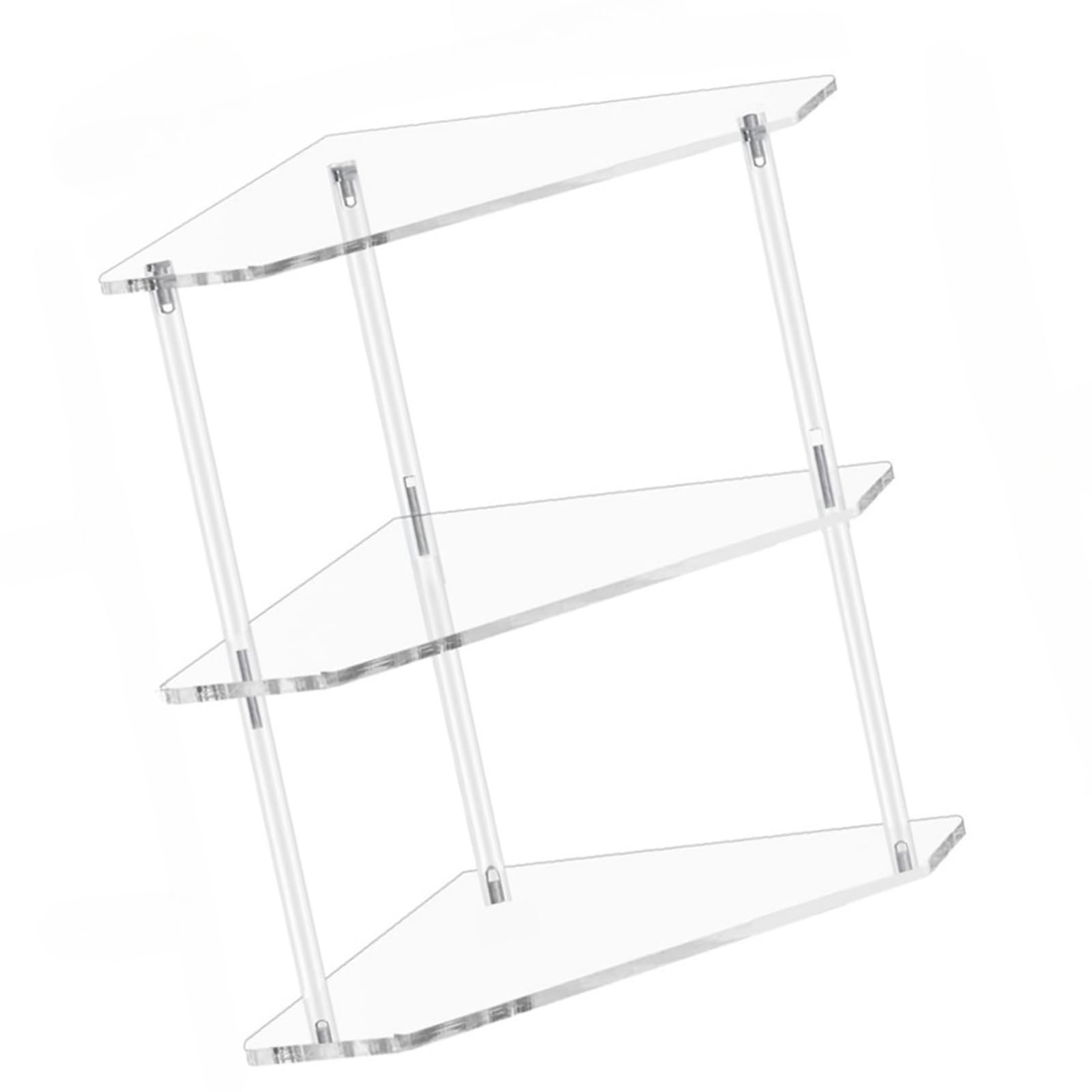 Buxuaaaa 3 Tiers Corner Shelving Acrylic Triangle End Table Makeup Lipstick Skincare Shampoo Tabletop Rack Acrylic Storage Rack