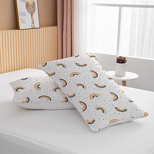 Bedmust Full Rainbow Bedding Set For Kids Girls Rainbow Pink And Yellow Dot Quilt Cover 3 Piece With 2 Pillow Shams(1 Duvet Cover And 2 Pillow Shams) #TOP5