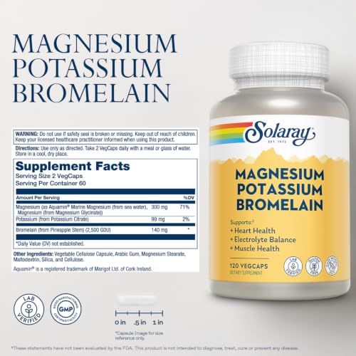 SOLARAY Magnesium Potassium Bromelain Capsules