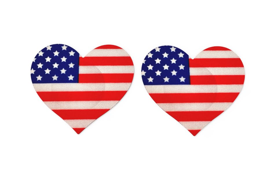 Image of USA Patriotic Pasties Pack - 3 Pairs Fun Nipple Covers for Parties, Concerts, American Flag, Disposable Multicolor