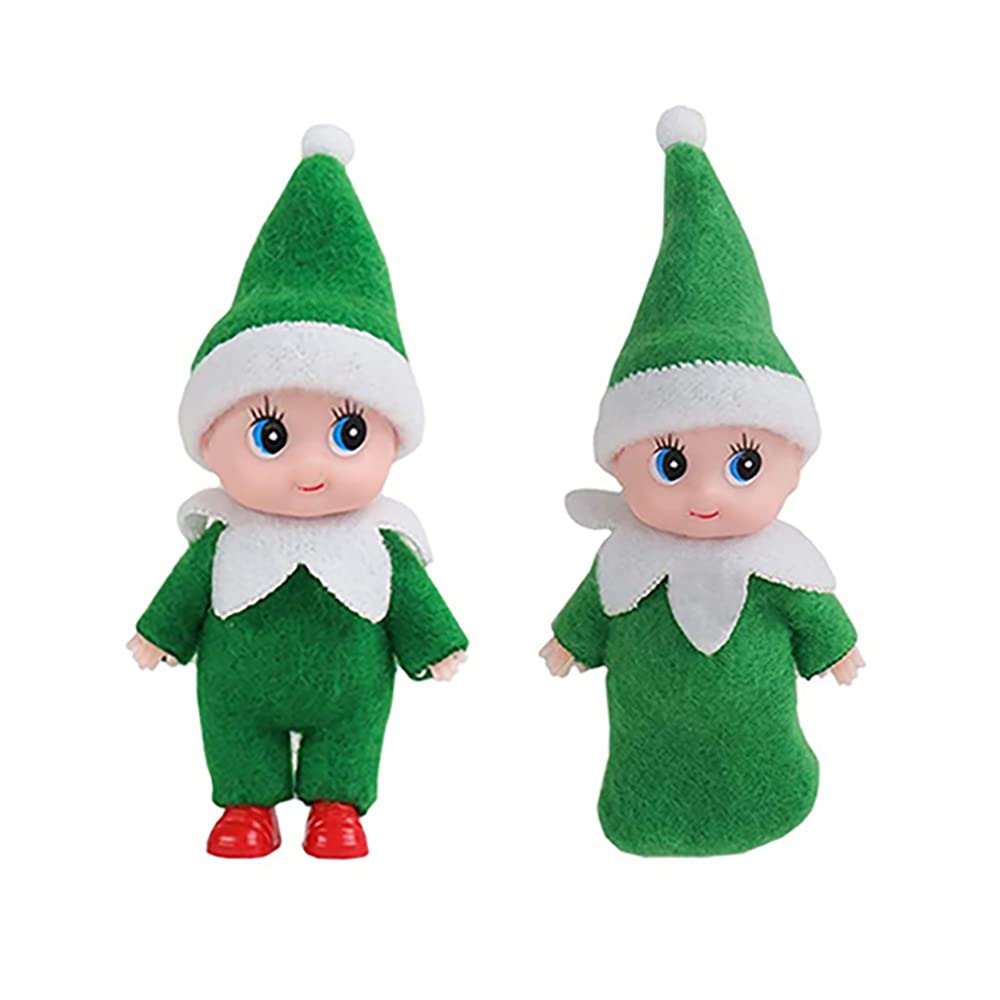 JHBEMAXS Mini Baby Elf Twins Craft Elves Mate Set Tiny Babies Doll Toys for Girls Boys Kids Adults (Pack of 2 Pieces Green)