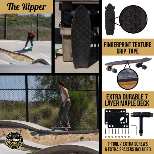 South Bay Skate Co™ - 31" Ripper Surf Skateboard - Premium Barefoot Skateboards For Adults, Teens & Kids - Foam Grip Deck #TOP3