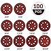 Rovtop Papel de Lija 100pcs - Disco de Lija 40/60/80/120/180/240/320/400/600/800 Granos Surtidos 125mm Papeles de Lija Abrasivos con 8 Agujeros Cinta de Sujeción Durable para Lijadora Excéntrica, Seco