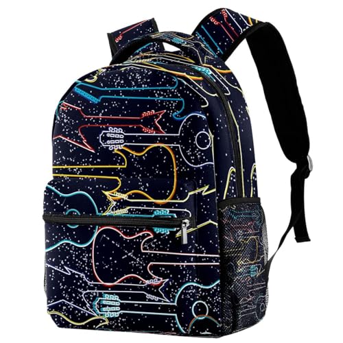Sac à dos école et voyage motif guitare électrique multicolore pour ado fille et garçon