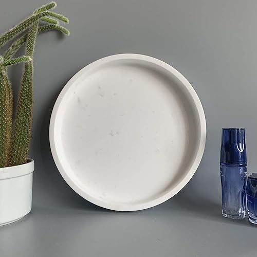 Miniatura 14 de Bandeja de tocador de mármol natural, bandeja para joyas de perfume, bandeja otomana redonda para bebidas, mesa de café, decoración del hogar