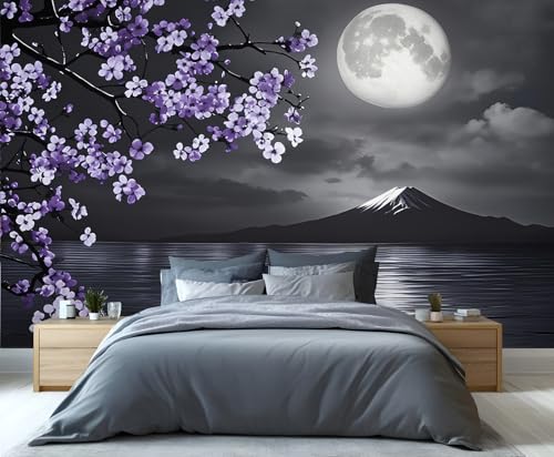 YAHLIGU Floral Wallpaper, Japanese Wallpapers for Bedroom, Full Moon Living