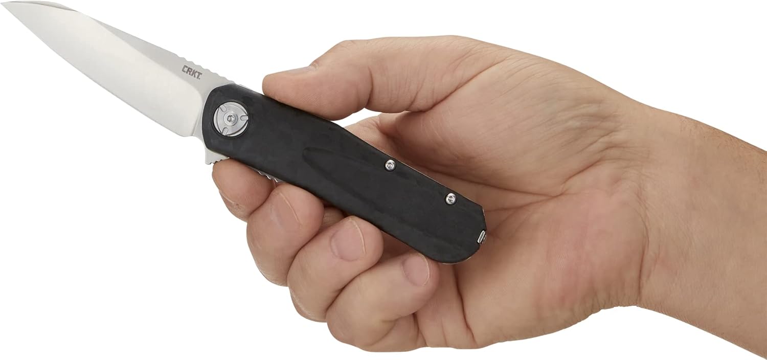 CRKT Mah-Hawk EDC Folding Pocket Knife: Assisted Opening Everyday Carry, Liner Lock, Glass Reinforced Nylon Handle with Reversible Pocket Clip 6535,Black