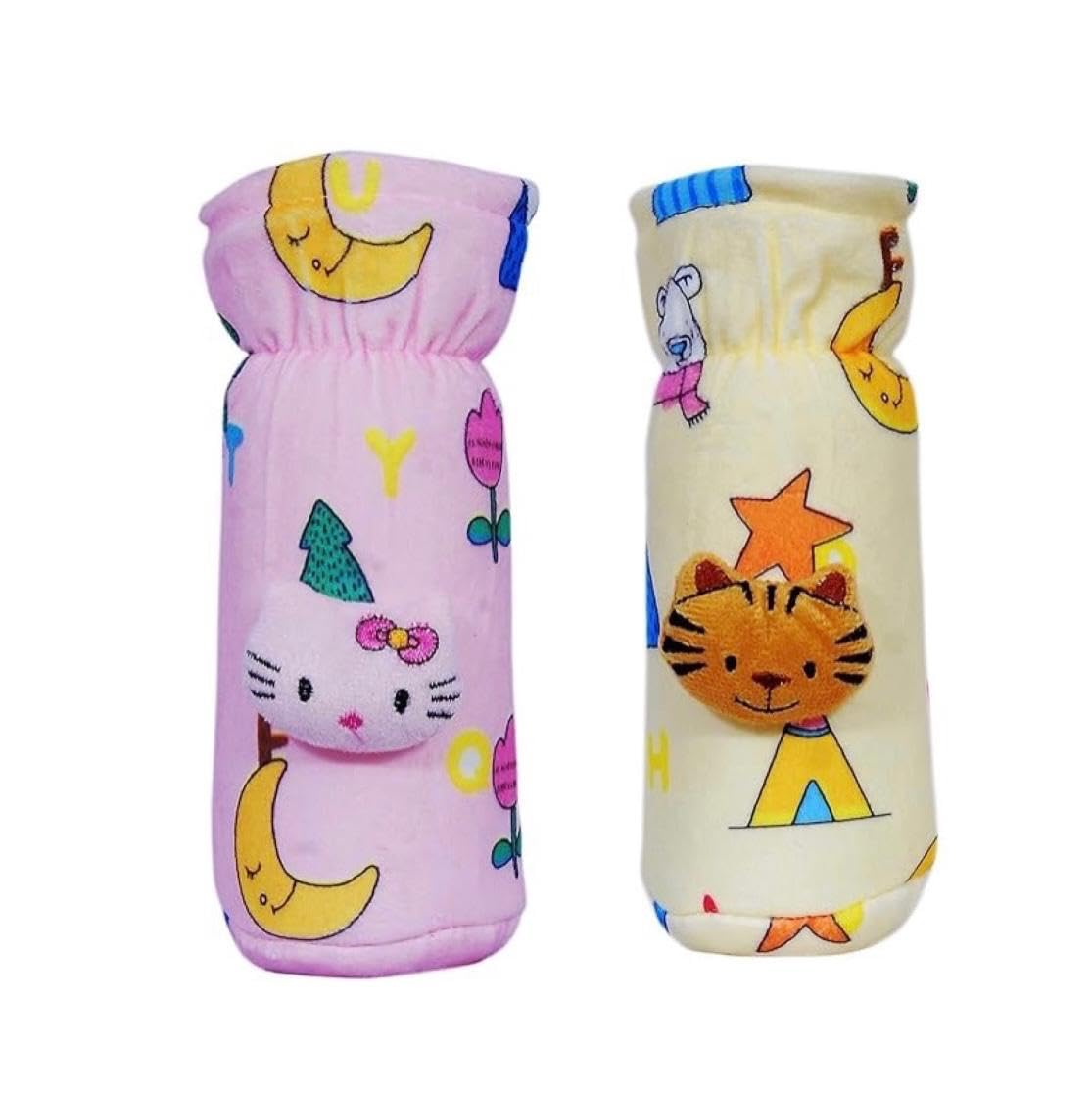 Kids Basic Soft & Durable Baby Feeding Bottle Cover with Easy to Hold Strap, Insulated Baby Milk Bottle Sleeve, Ideal for Travel & Daily Use, Baby Pink & Yellow, Pack of 2-image-35