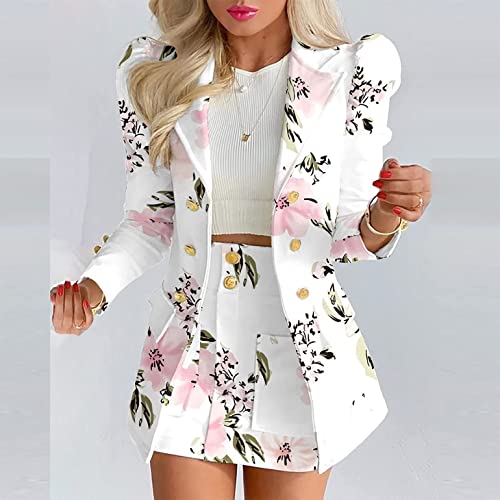 2 Piece Outfits for Women Dressy Button Down Blazer Business Casual Suit Skirt Party Blazer Sets Work Office Clothes2
