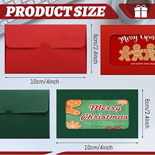 60 Pack Window Gift Card Envelopes Gift Card Sleeves Blank Gift Card Holders 3.9 X 2.4 Inch Envelopes For Gift Cards Greeting Card Mailing Envelopes(Red, Green) #TOP1