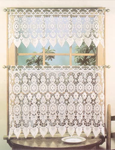 Today's Curtain Medallion Macramé Valance 12",Ecru,35W X 12L #TOP5