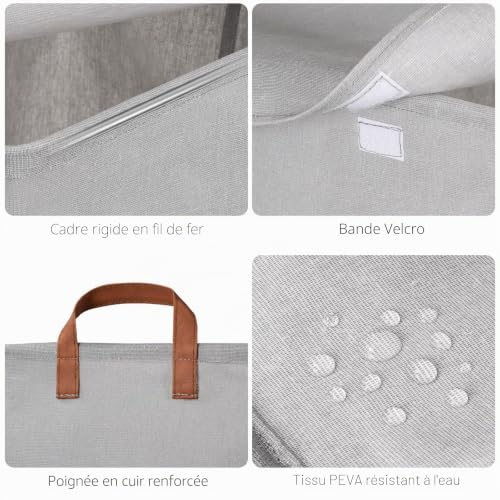 Panier à linge pliable avec couvercle pour ranger le linge - 4