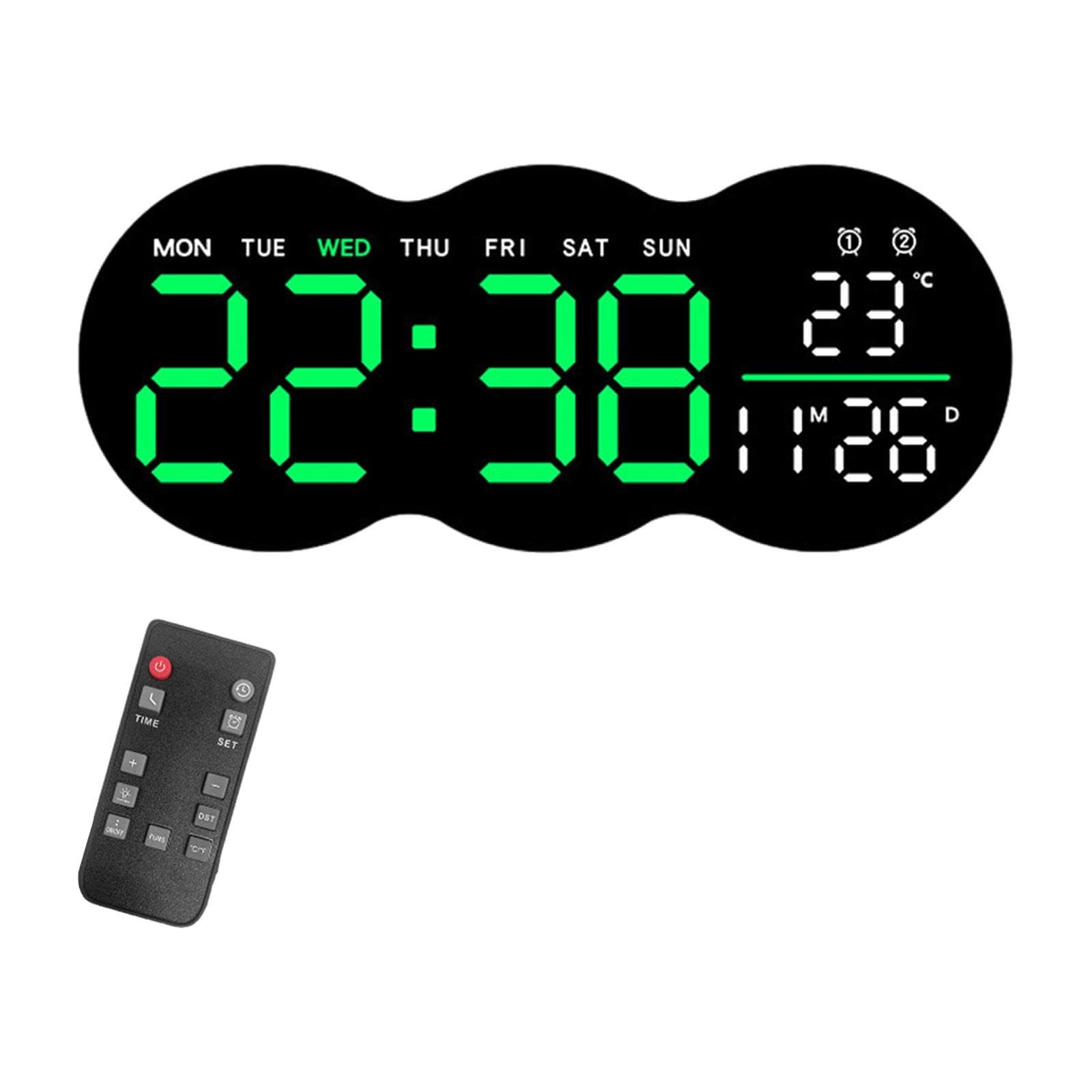 Horloge murale numérique pour ne plus manquer l'heure avec réveil vert