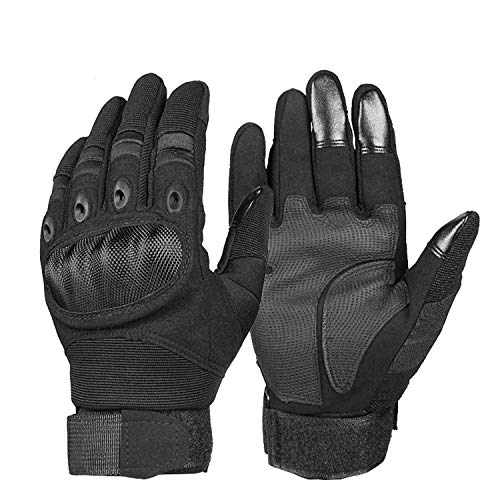 Guantes de Moto Hombre,Guantes de Motocicleta Guantes de Pantalla Táctil Guantes de Dedo Completo Goma Duro para ATV Montar Motocross Ciclismo Caza Escalada Acampar Ejercito (M, Negro) Cover