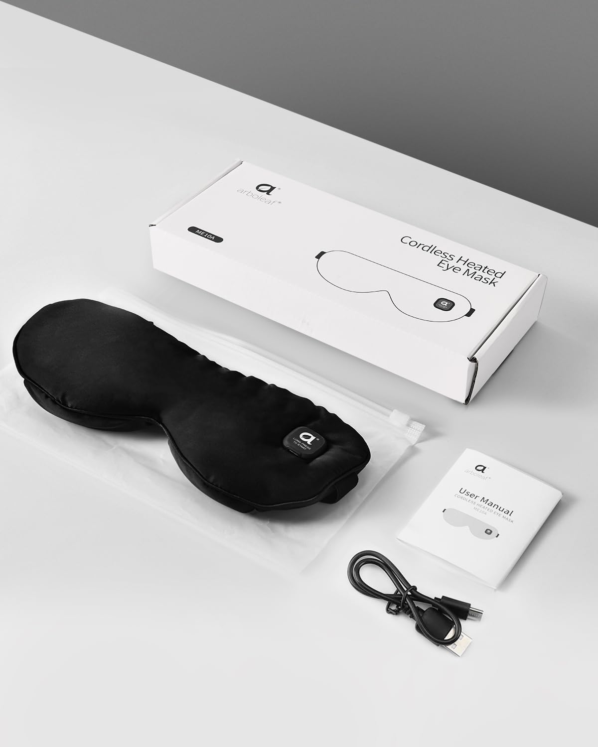 arboleaf Maschera Occhi Riscaldante, 3 Livelli di Maschera Termica per Occhi Secchi e Blefarite, Ricaricabile USB-C con Batteria da 1000mAh, Mascherina per Dormire Oscurante, Lavabile e Portatile