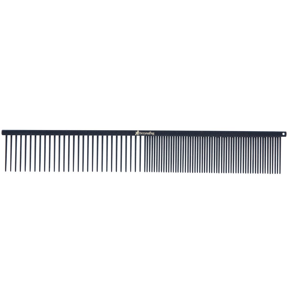 DezynaDog Ember Gun Metal 50/50 25cm Dog Comb - Professional Dog Grooming Comb for Precision Styling - Dematting Comb for Dogs - Versatile 50/50 Teeth Configuration - Gun Metal Finish