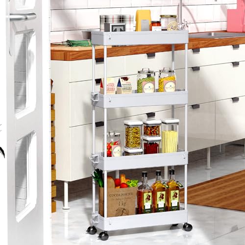 Save 33% on SPACEKEEPER Slim Rolling Storage Cart 4-Tier Organizer - Image 7