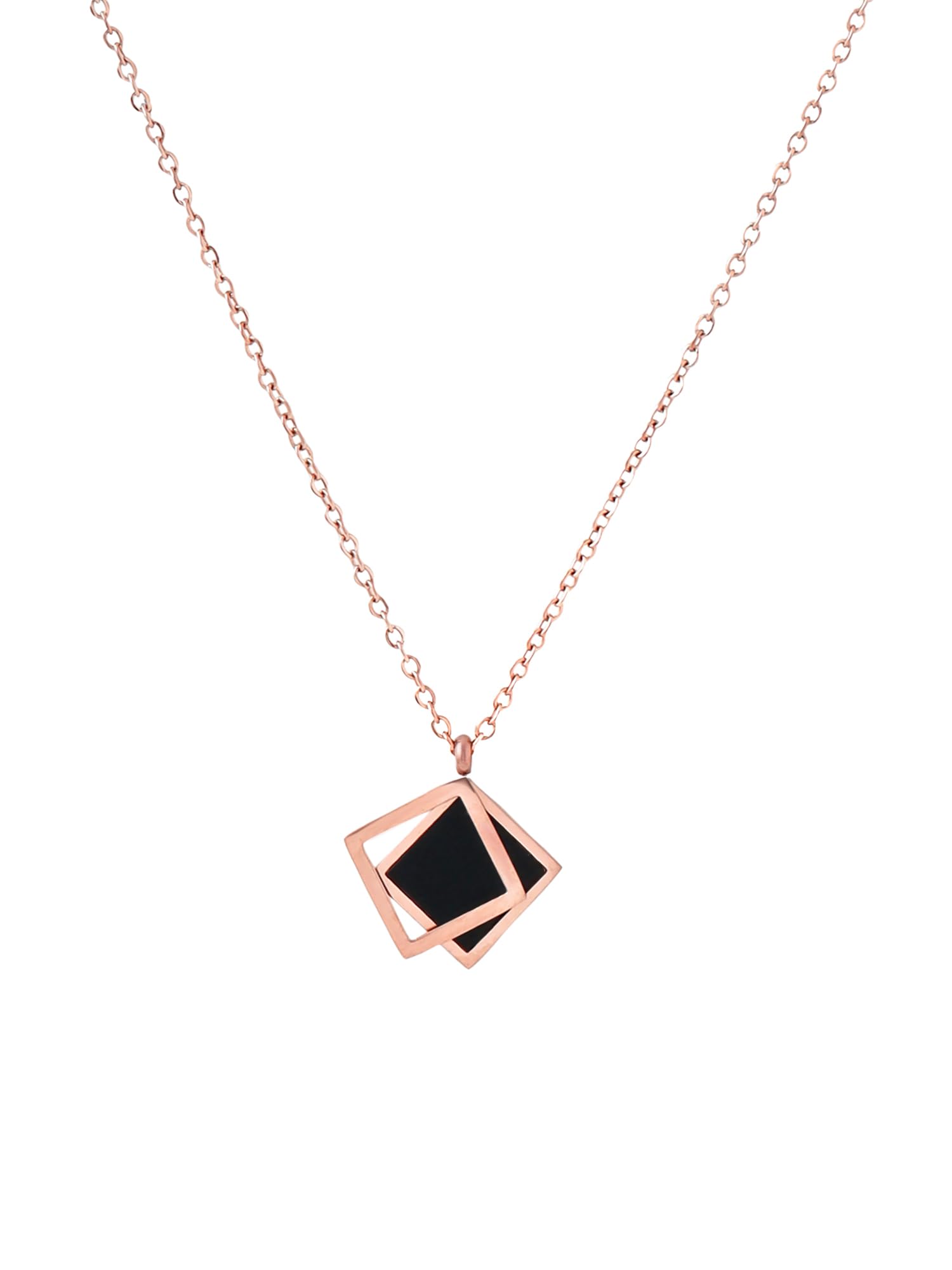 Chain Pendant for Women Western Style Gold-Plated Stainless Steel Square Chain Pendant Necklace For Women and Girls.-image-40