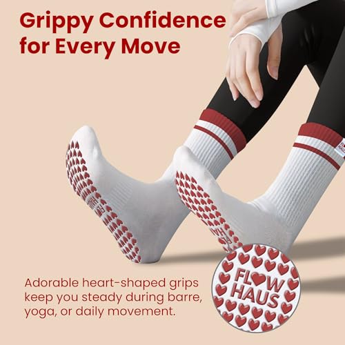 Image of Pilates Socks- Mid Calf Grippy Anti-Slip Socks for Pilates, Yoga and More