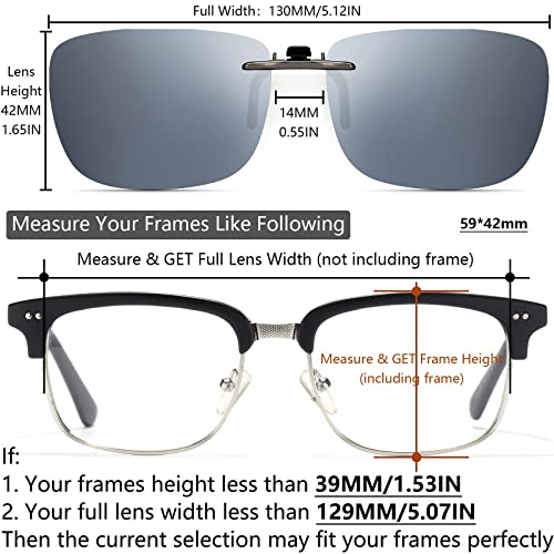 Image of Polarized Clip On Sunglasses Over Prescription Glasses Men Women Compact Fit Non-Flip Up