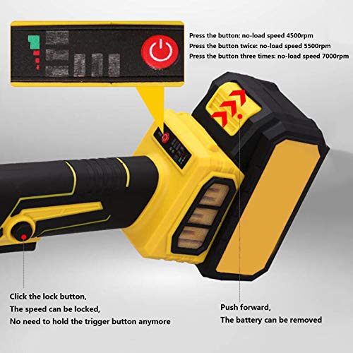 LHGXQ-Dp Der Bürstenlose Lithium Batterie-Winkelschleifer, 21-V-Hochleistungs-Handpolier- Und Schneidemaschine,Steinmetallen Entfernen Von Rost Verwendet Werden,Gelb,21V – Bild 4