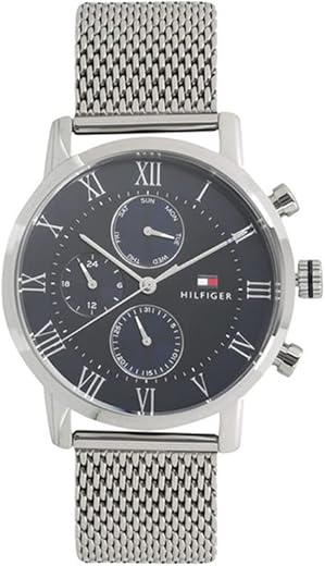 Tommy Hilfiger Mens 44 mm Kane Blue Dial Stainless Steel Watch – NCTH1791398 (Not assigned,Not Assigned)