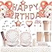 20 Gäste Partygeschirr Rosegold und Geburtstagsdeko Mädchen,Pappteller Kindergeburtstag Geschirr Set,1 Banner 1 Tortendeko 1 Tischdecken 10g Konfetti 4 Folienballons 16 Luftballons und 20 Geschirr Set