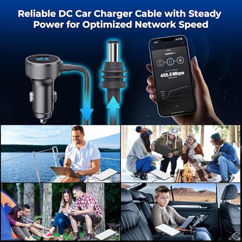 Image of Starlink Mini Cable, 3 in 1 Starlink Mini Car Charger DC Power Cable+ Cigarette Lighter Adapter 12V-48V with Digital Display, Durable USB C PD 40W and USB A 35W Ports for Trucks and Cars (6.5FT)